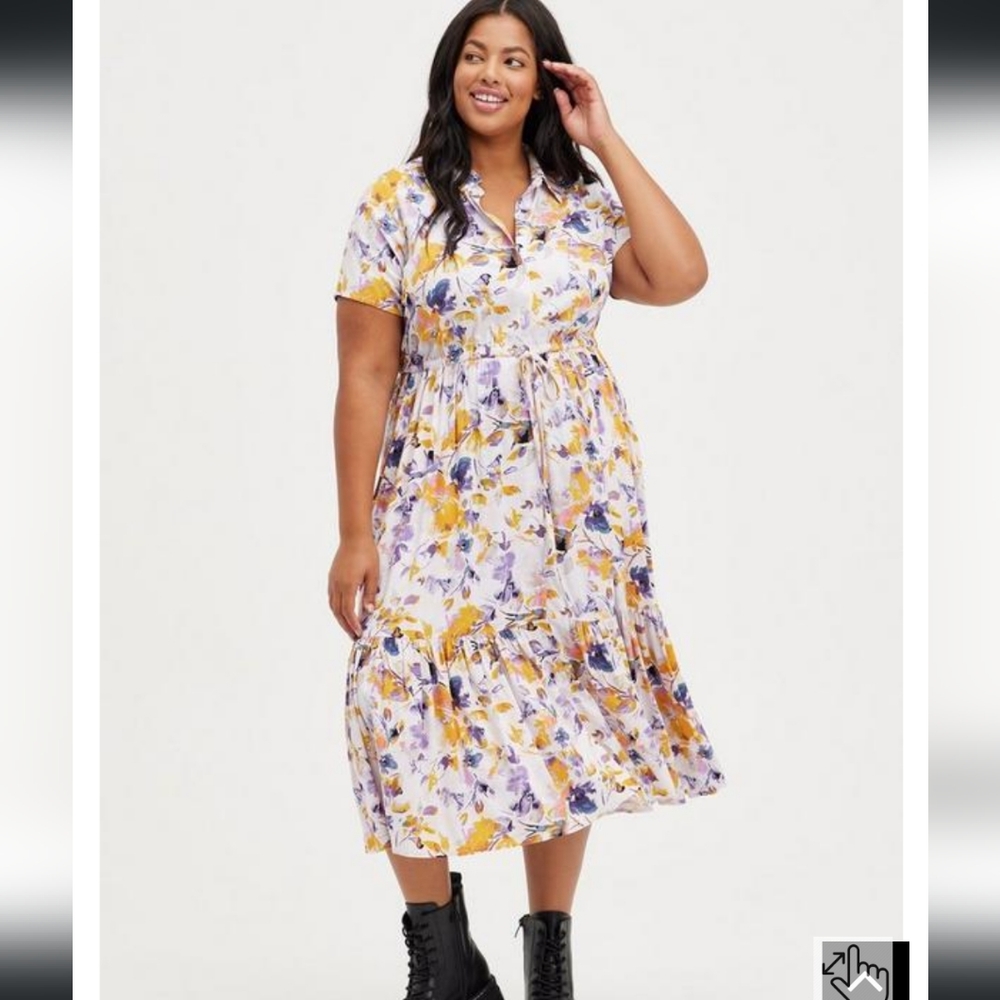 Challis button floral shirt dress Torrid size 1